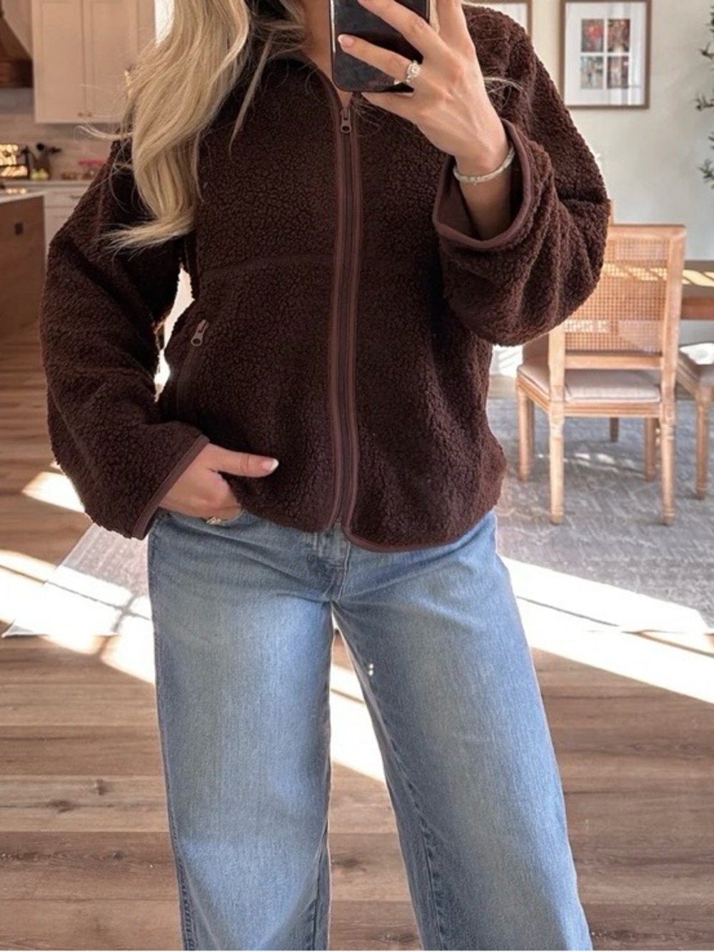 NWT Le Lis Brown Fleece Jacket